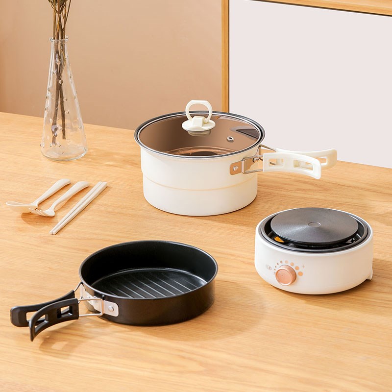 110v便携式旅行电煮锅宿舍学生电火锅分体一人食折叠锅办公室煮饭