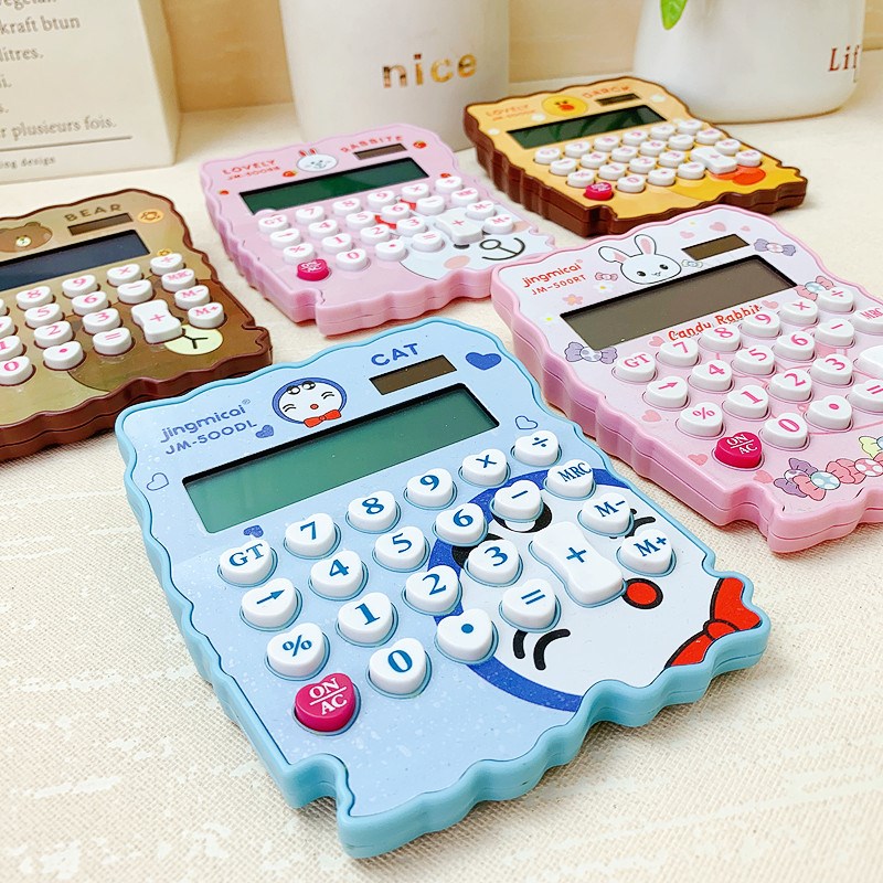 可爱卡通图案不规则造型计算机学生办公会计用便携式12位数计算器