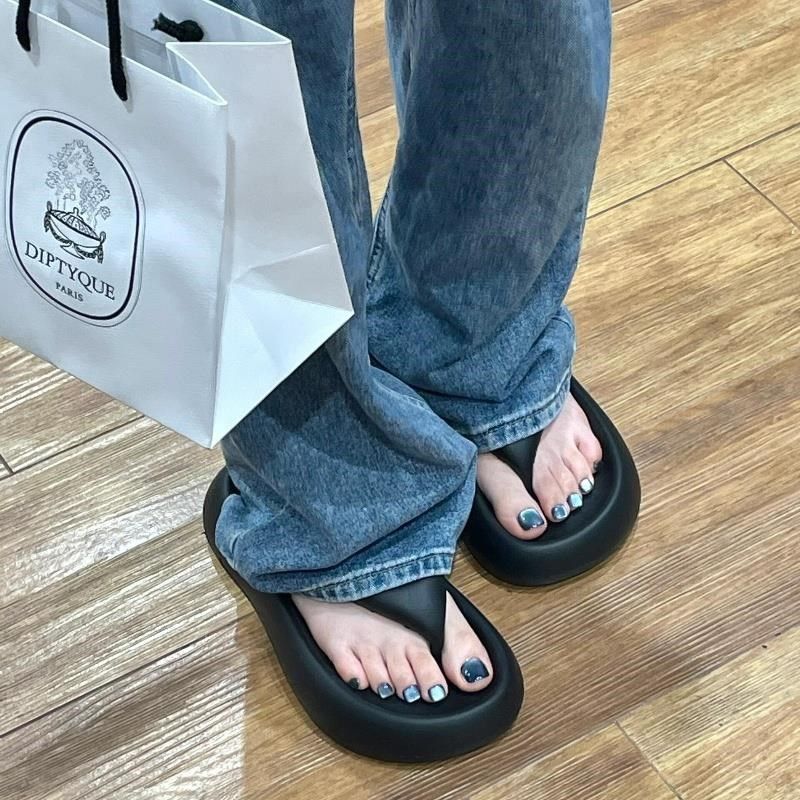 厚底人字拖女夏2024新款踩屎感增高外穿防滑凉拖鞋简约海边沙滩鞋,女鞋,人字拖,淘宝优惠券,粉丝福利购,淘宝优惠卷