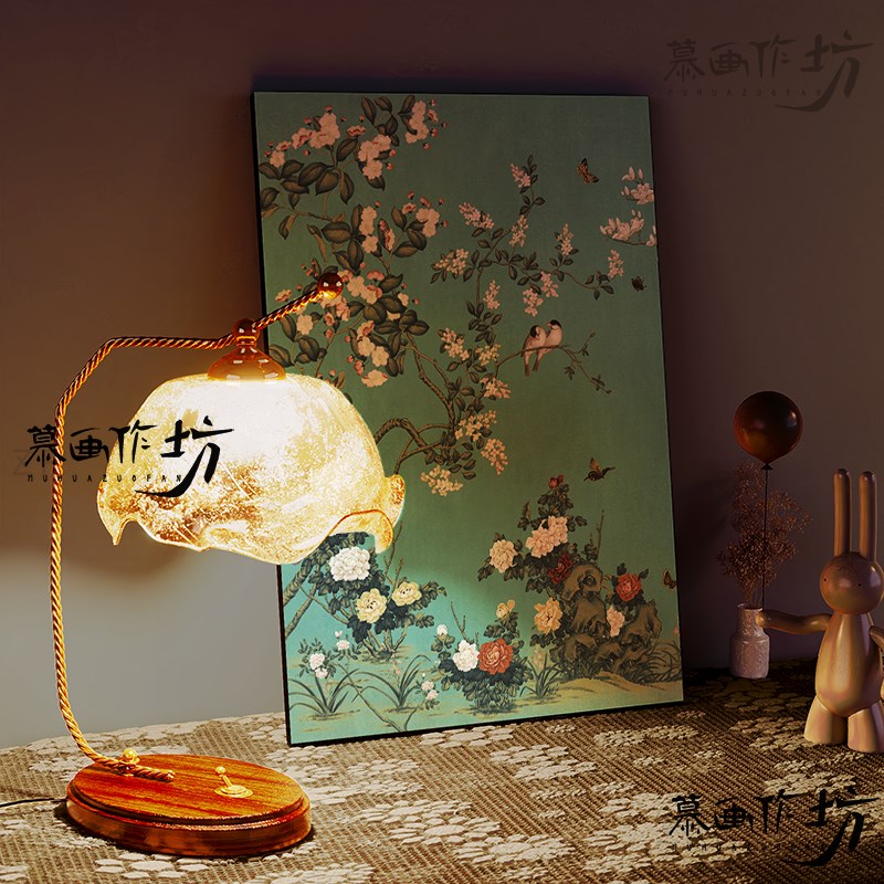 慕画【手绘漆画】碎花植物图装饰画客厅书房挂画玄关走廊墙壁壁画图片