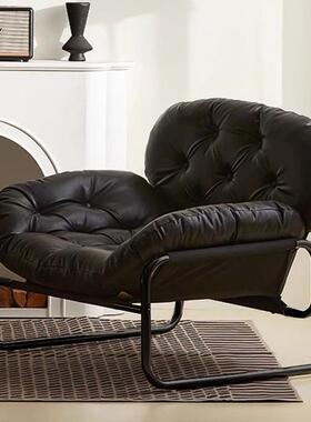 北欧风人沙发客厅阳台铁艺沙发中古风纯色猫69355椅抓休皮午单铁