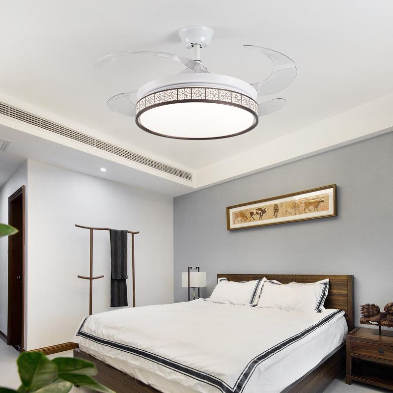 现代中吊灯风扇灯家用客厅遥控隐形led吊扇式YSL1830灯卧室饭新厅