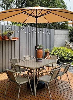 户外庭院16622桌伞组椅合带遮阳伞花园室摆外休闲露天外奶茶咖厅