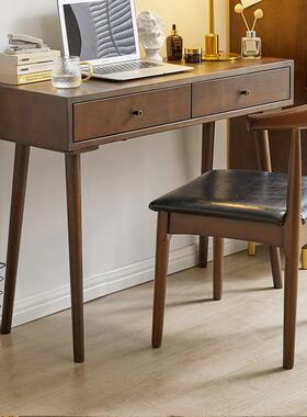 逸实木卧桌电脑台式桌小户书型带抽家QAA办公学习桌室学生收纳桌