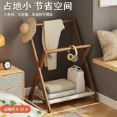 床头衣帽架落地折叠FMC实木卧室晚小上睡觉北临衣时搭裤 收纳欧挂