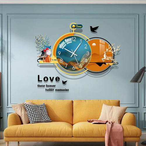 艺CDL23美挂画气挂钟欧钟式厅现代家用餐轻奢大装饰钟表静音钟壁