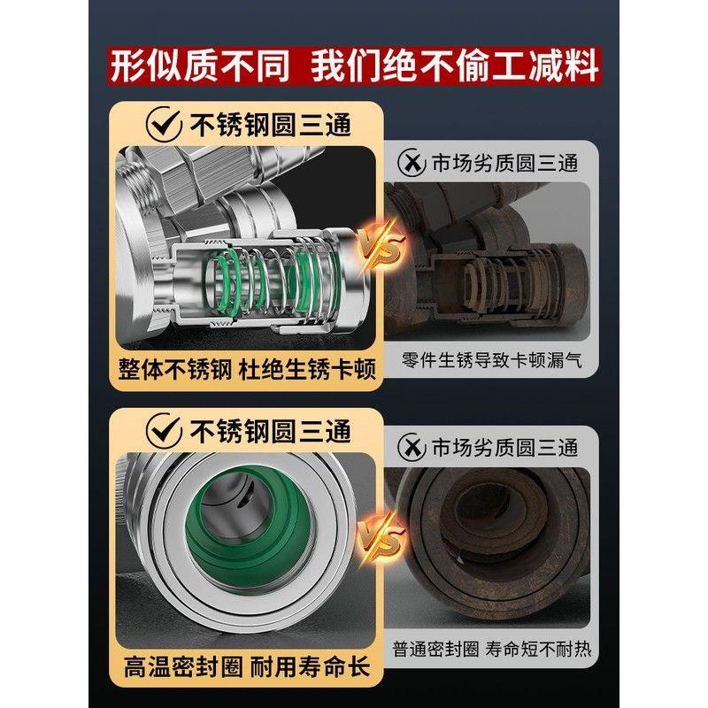气管快速接头三通304不锈
