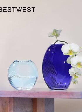 博插西家居彩椭YYC-2499圆形色透明水培玻花瓶创意家居客厅璃装饰
