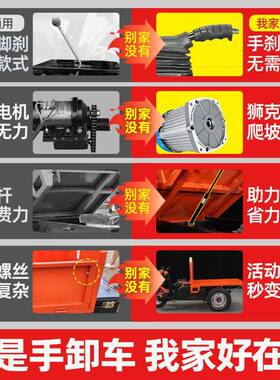 建筑工程运车390电自动三轮车工地拉输车载重王卸爬坡灰液压翻斗