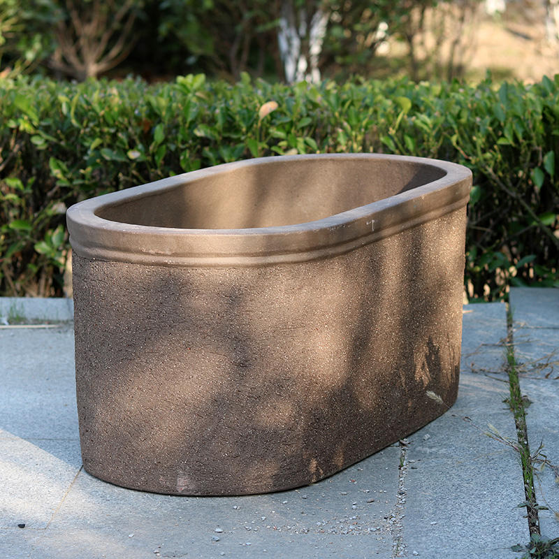 特大号宜兴长方形大马槽花盆w户外庭院绿植陶瓷盆景养鱼睡莲荷花