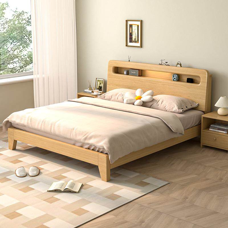 实木床型001.米现用代简约家双5人床出租房用1米2单人储物经济床