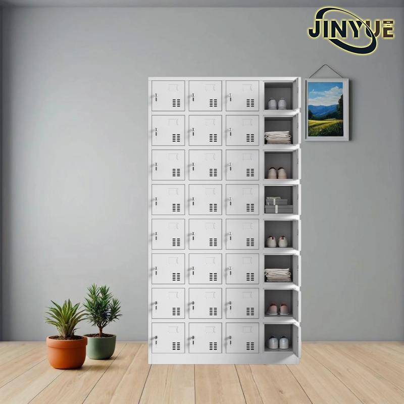 加厚鞋柜2堂4门无尘车门间带锁多003员工柜双层储物柜食32格餐具