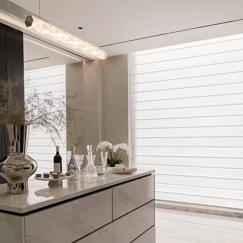 ?4ZF767TM9T现代轻帘奢肌理电动罗马4帘升降窗帘4梦幻遮阳短帘卷