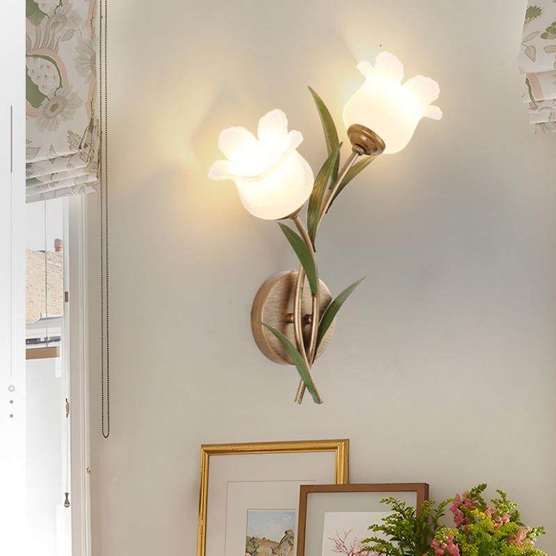 式法田园复简古卧室床头壁359灯约现创意美式花朵房间客厅背景代,家装灯饰光源,壁灯,淘宝优惠券,粉丝福利购,淘宝优惠卷