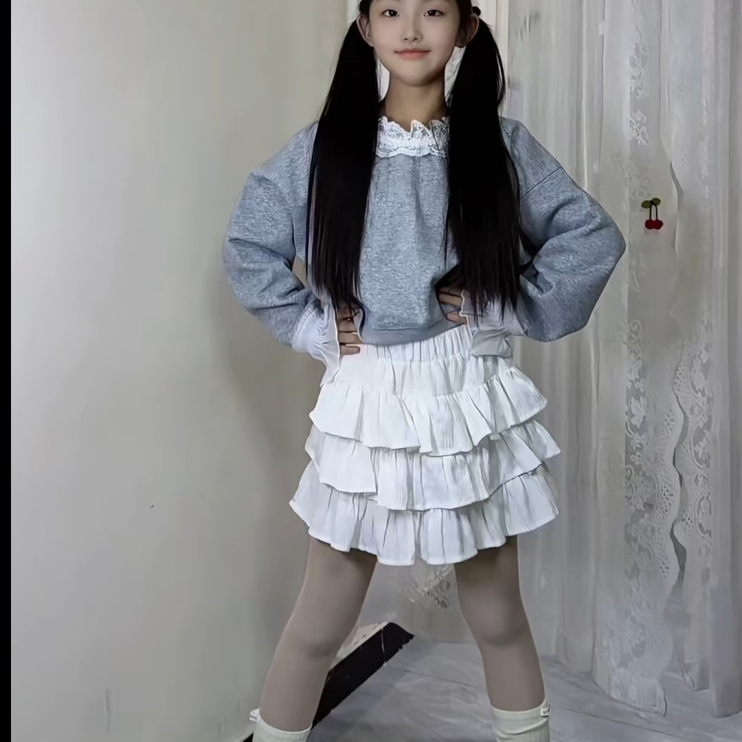 女童春装套装2026新款儿童超好看中大童洋气时髦卫衣短裙两件套