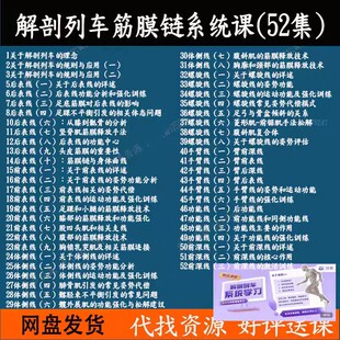 【筋膜好课】解剖列车筋膜链系统学习课程50集影片百度网盘发货