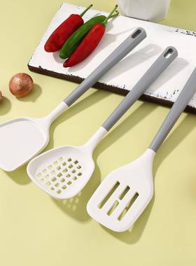 sx5643胶厨具11件套锅铲锅汤饪勺带收纳桶烹套饪装耐高温不粘拼色