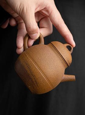 酱釉古茶壶家单壶瓷日式复泡茶壶陶ACY过滤球孔粗陶泡茶器用功夫