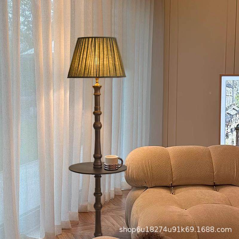 美茶式古几落地灯沙发客厅卧室书房圆62067桌置物式中立古实木氛