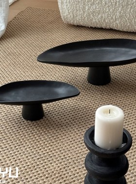 林与/意式简约餐桌m高脚果盘摆件软装售楼处家居客厅茶几收纳托盘