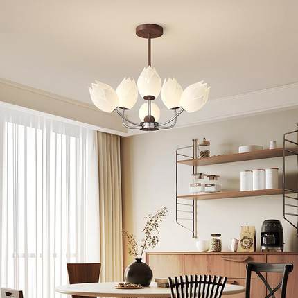 法式古风餐吊古灯客复厅主灯中古美拉德卧室房72708间厅书房花朵