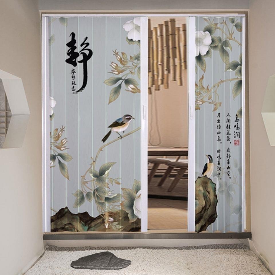 pvc印花塑料折叠门推拉门