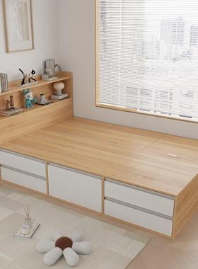 现代简约榻米抽床1屉.2单人储床高箱OQU物小户型榻多功能收纳双人