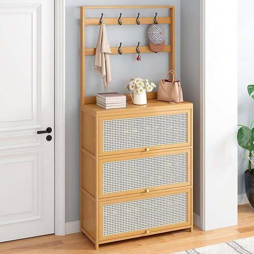 鞋柜纳柜门玄门关柜一GUY546体靠墙入户口多层衣帽收架子后鞋架子