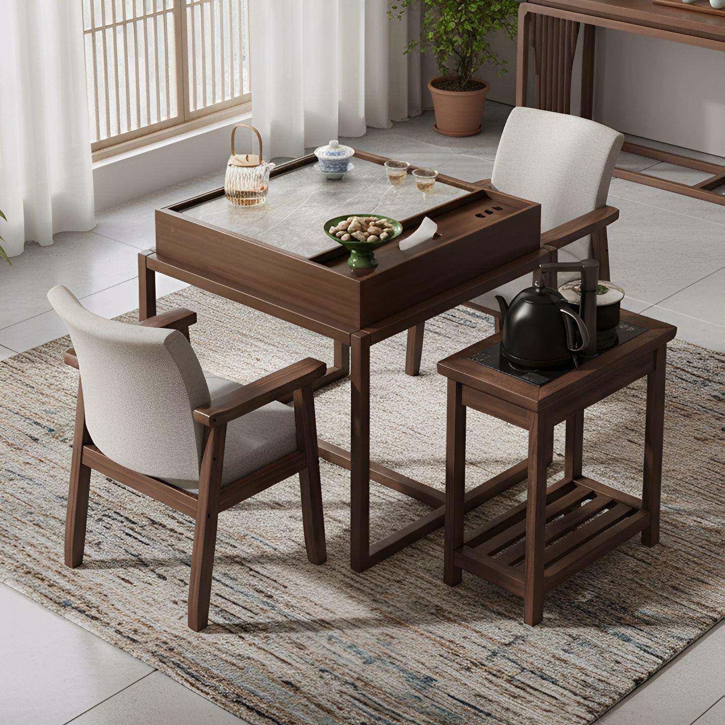 阳VGK台小茶木实方桌新中桌式小型茶简几约家用桌子休闲禅意方形