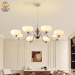 法复古胡桃木奶玻璃灯包豪油斯式 中客古 现代简约厅餐88厅卧室美式