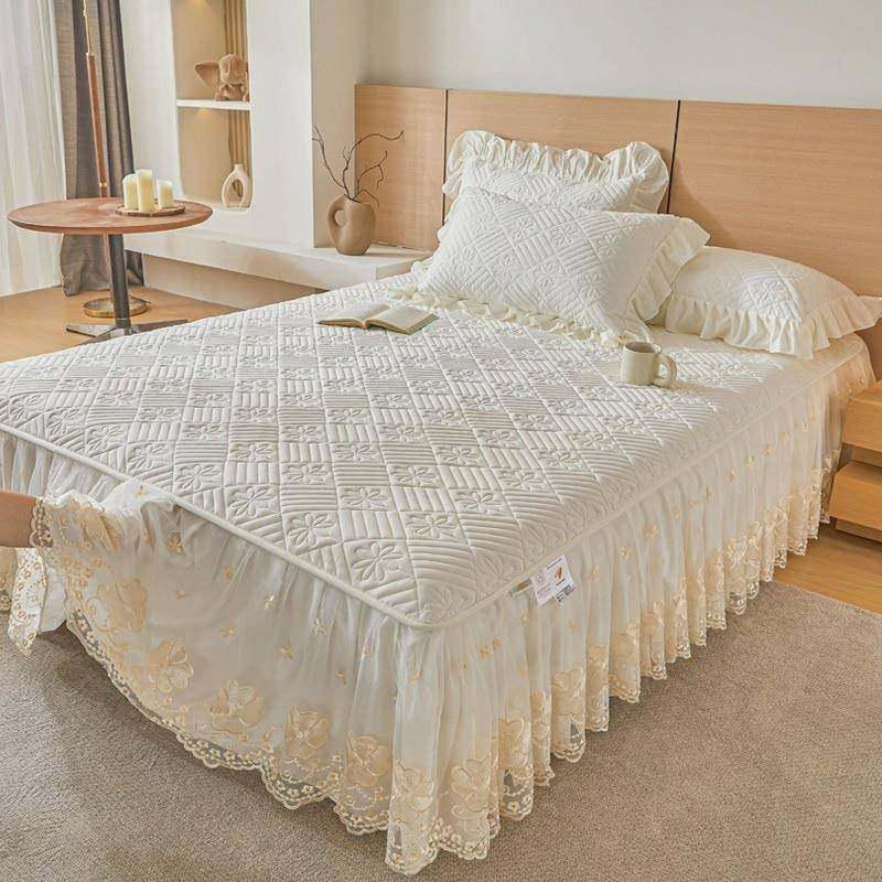 棉浪漫法式公主风ydhex蕾丝床夹加裙厚四季床款防滑纯色床罩床盖,床上用品,床裙,淘宝优惠券,粉丝福利购,淘宝优惠卷
