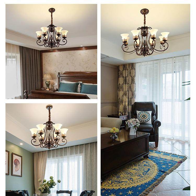 美式乡村652气样吊灯简约餐卧室客厅吊大灯复厅古铁艺板房多头吊,家装灯饰光源,智能吊灯,淘宝优惠券,粉丝福利购,淘宝优惠卷