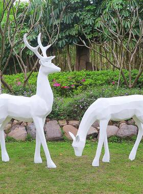 户外园林景几何象鹿玻璃钢梅花鹿雕塑饰房地产动物HY1285-装小抽