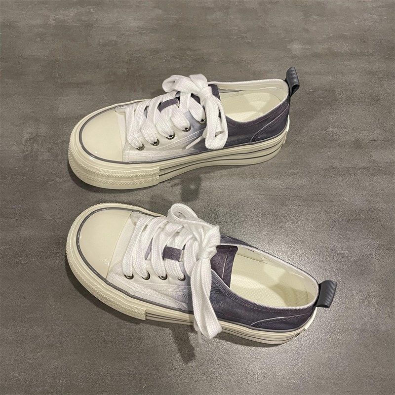 七七主人家 夏季薄款透气帆布鞋女厚底渐变色镂空网面板鞋不闷脚,女鞋,帆布鞋,淘宝优惠券,粉丝福利购,淘宝优惠卷