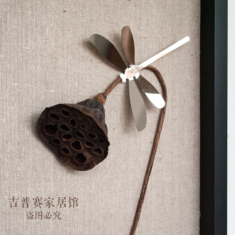 新中式装饰画实物画立体莲蓬挂画茶室客厅沙发背景墙画玄关挂画