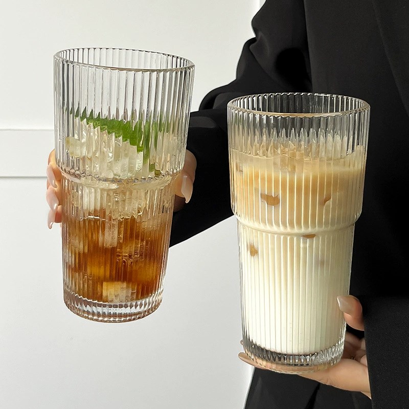 咖啡杯玻璃水杯大k容量奶茶杯带盖子吸管杯子高颜值冷饮果汁杯饮图片