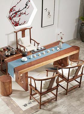 新中办式木茶桌椅台组实合大板桌功夫茶几XGL创意公室禅意泡茶茶