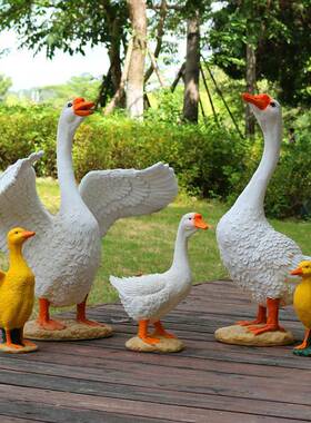 仿真田园大鹅雕塑白鹅摆园件花墅庭别院装饰户外园林景观雕塑玻璃
