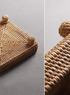 手工F96J757T藤编水果筐篮织收纳篮藤编零食茶点盘编玄关钥匙小吃