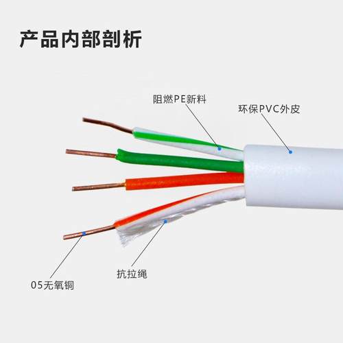 白色室两对四芯0.5.0.810HYA电话线通线内室内4芯家庭用电话线305