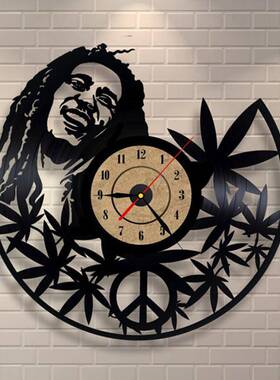 新I款黑胶片时钟创室意时尚卧书房唱客厅挂钟T5640可加灯光可DY图