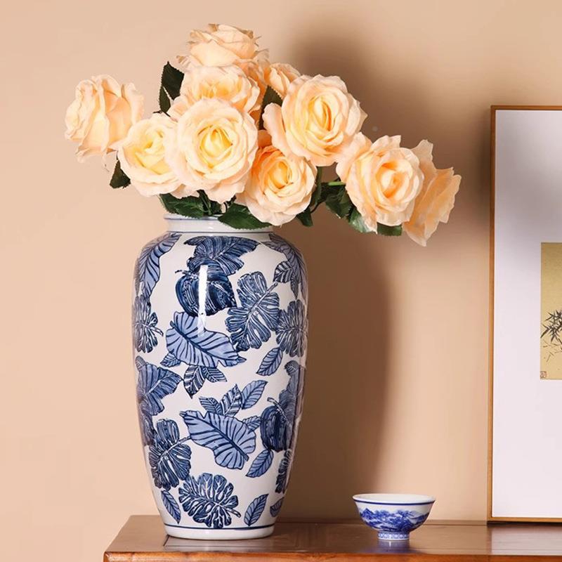 花瓷瓷花瓶BOR装饰复古客青厅家居陶摆花件餐桌电视柜插花瓶