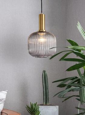 北创欧意吧台餐厅吊灯个性简约条灯笼62069吊灯单头烤漆纹绿色玻