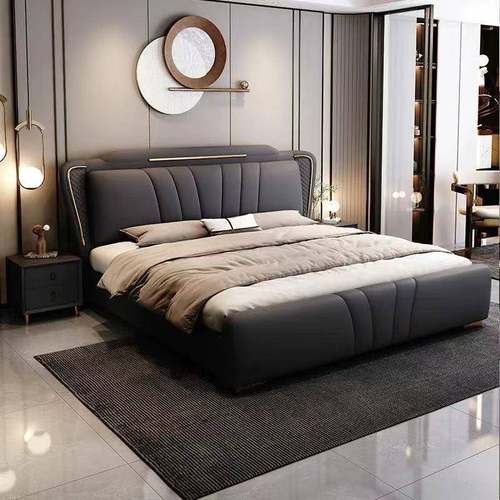 意式1轻奢主卧床皮艺大床双床.8x2豪华双人YF786325实木1.5米网红