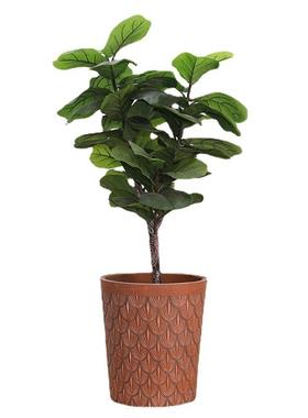 北欧浮装雕花盆F99187复古轻奢玻璃花钢样板房售楼处酒店饰绿植花