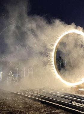 水雾门互动装置网AYP红卡唯吸美仙境景区打照引流睛不锈钢创意摆