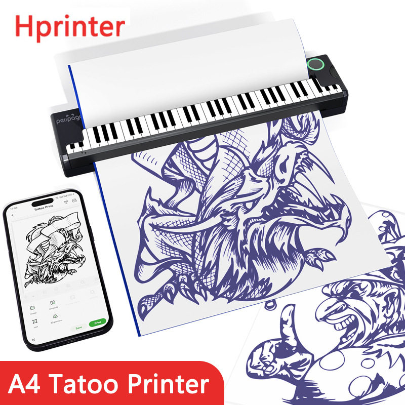 外贸迷你热敏打印机无线可连手机纹身打印机A4 tattoo printer