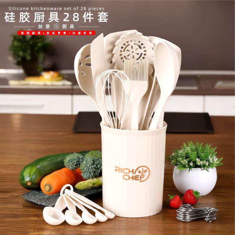 新款木厨房胶RC-bx0厨子具10件套装食品级硅胶炒菜硅铲汤勺榉不粘,厨房/烹饪用具,锅铲,淘宝优惠券,粉丝福利购,淘宝优惠卷