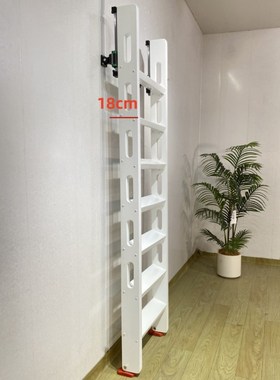 白色垂直收纳f伸缩贴墙家用实木公寓隔层高低床上下铺伸缩阁楼梯