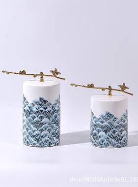 中式公轻奢陶饰瓷储新物罐装品样MUT板房家居博古架办室现代软装